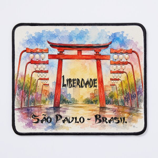 Item preview, Liberdade Sao Paulo – Japanese District Torii  Gate Watercolor designed and sold by Sampa In Focus.