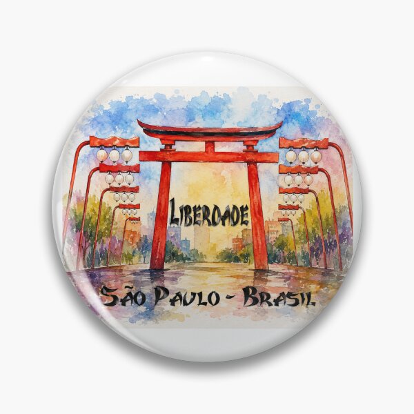 Item preview, Liberdade Sao Paulo – Japanese District Torii  Gate Watercolor designed and sold by Sampa In Focus.