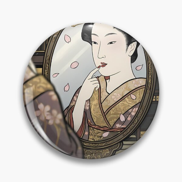 Item preview, Geisha Admiring Her Reflection in Oval Mirror designed and sold by TokyoUkiyoHouse.