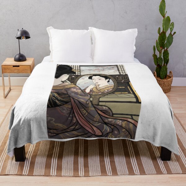 Item preview, Geisha Admiring Her Reflection in Oval Mirror designed and sold by TokyoUkiyoHouse.