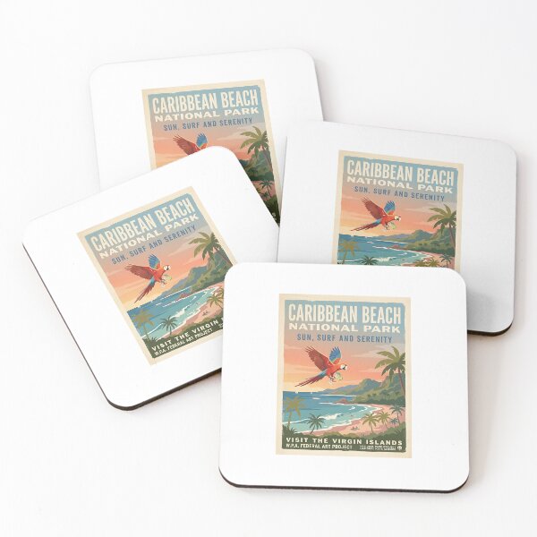 Item preview, Parrot Tropical Beach WPA Poster designed and sold by PictoVibe.