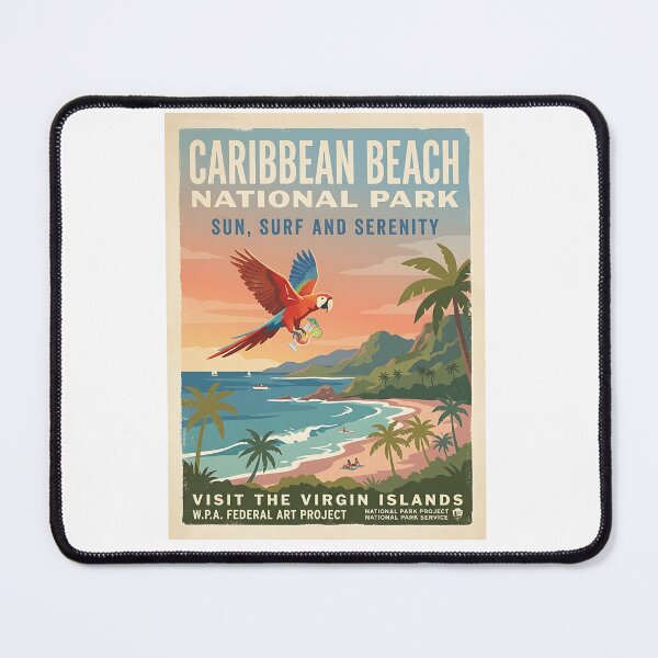 Item preview, Parrot Tropical Beach WPA Poster designed and sold by PictoVibe.