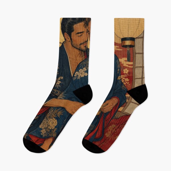Item preview, Romantic Japanese Style Samurai Lovers Art - Vintage Ukiyo-e Kimono Illustration designed and sold by Seduction-art.