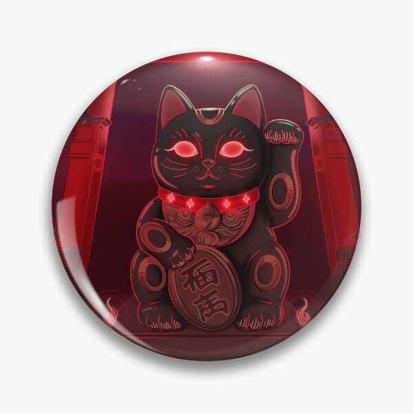 Item preview, Maneki neko/fortune cat under japanese torii with red neon lights designed and sold by NinkleArt.