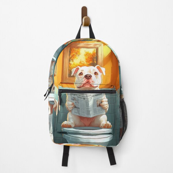 Item preview, Pit Bull Dog Newspaper Bathroom Kawaii Reading Humor designed and sold by mildaclairmo.