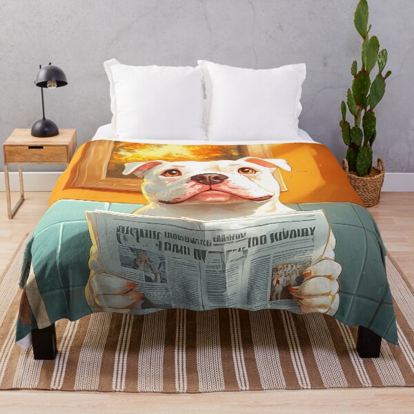 Item preview, Pit Bull Dog Newspaper Bathroom Kawaii Reading Humor designed and sold by mildaclairmo.