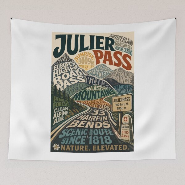 Item preview, Julier Pass Graubünden Swiss Alps Engadin Mountain Crossing designed and sold by Aryabek.