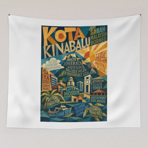 Item preview, Kota Kinabalu Sabah Mount Kinabalu and South China Sea designed and sold by Aryabek.