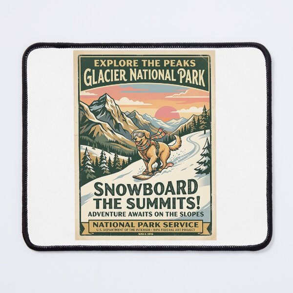 Item preview, Golden Retriever Snowboarding Vintage Poster designed and sold by PictoVibe.