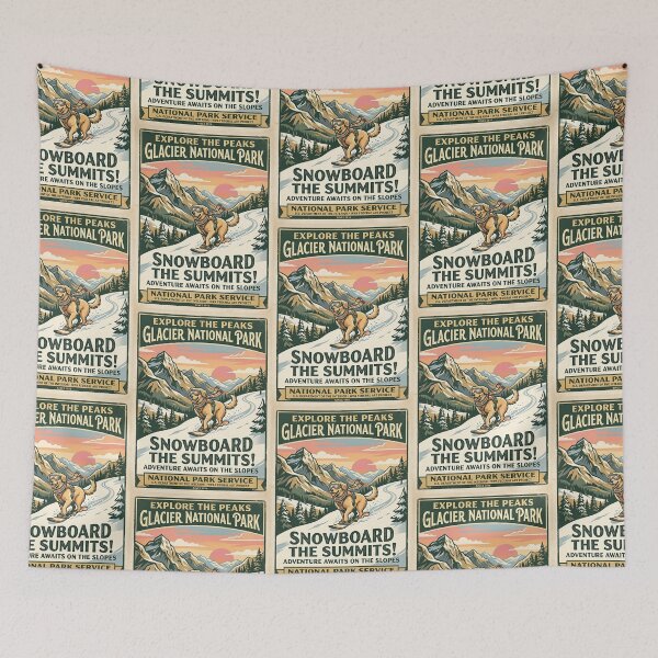 Item preview, Golden Retriever Snowboarding Vintage Poster designed and sold by PictoVibe.