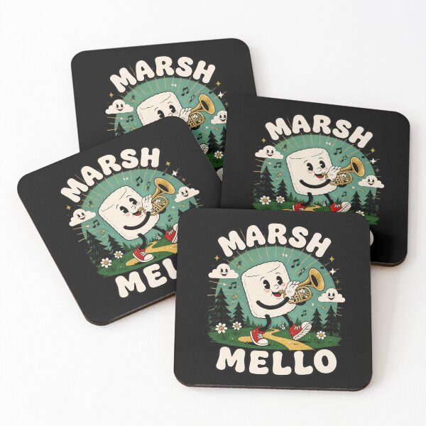 Item preview, Marsh Mello Vintage Retro Cartoon Marshmallow Playing Music designed and sold by leocreatives.