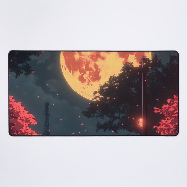 Item preview, Japanese Landscape Neon Torii Gate Full Moon Sakura designed and sold by mildaclairmo.