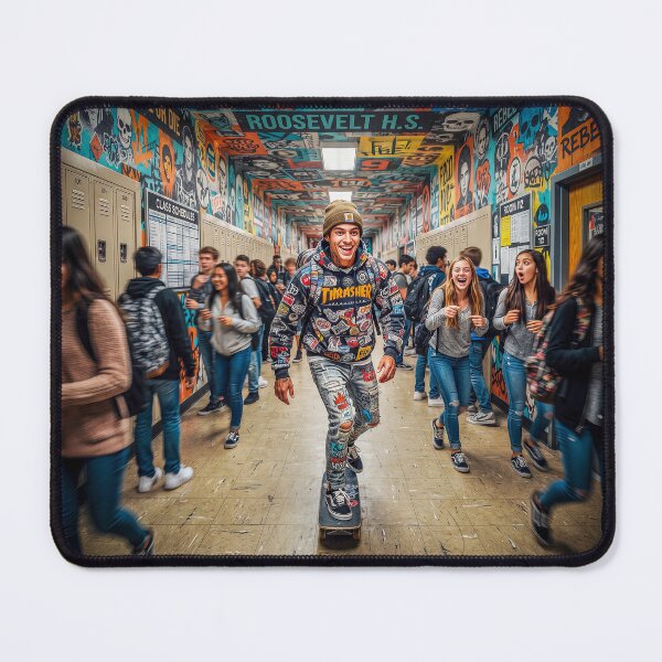 Item preview, Skateboarder Skating Down The Halls Of High School designed and sold by Home Decor Art.
