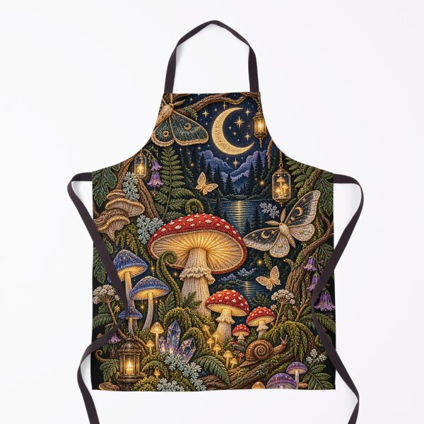 Item preview, Mushroom Forest Embroidery – Moonlit Mycelium Celestial Woodland Art designed and sold by Emoji Emblems.