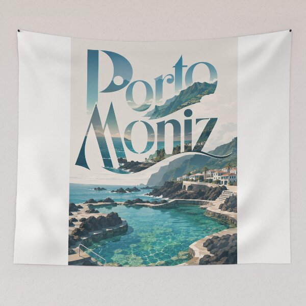 Item preview, Porto Moniz Madeira Volcanic Pools Beneath Atlantic Mountain Cliffs designed and sold by Places On Earth.