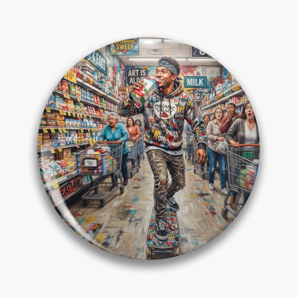 Item preview, Skateboarder Skating Down The Aisle In Supermarket designed and sold by Home Decor Art.
