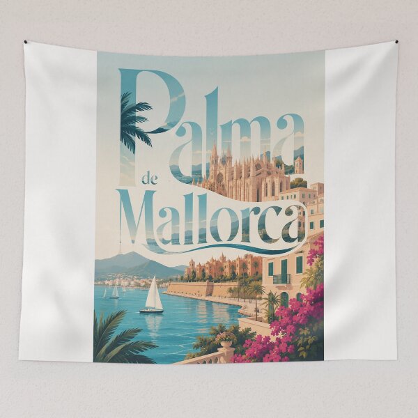 Item preview, Palma de Mallorca Balearic Waterfront with Cathedral and Mediterranean Bay designed and sold by Places On Earth.