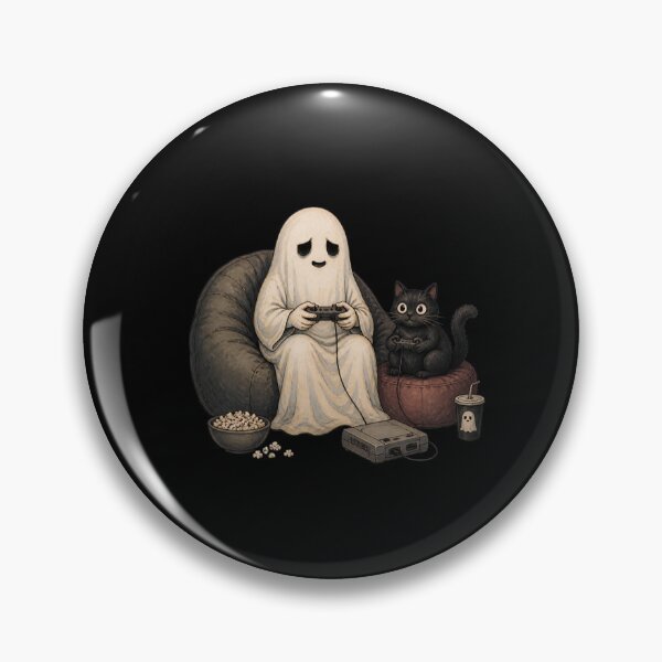 Item preview, Funny ghost and cat gaming on couch designed and sold by leocreatives.