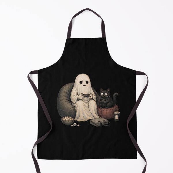 Item preview, Funny ghost and cat gaming on couch designed and sold by leocreatives.