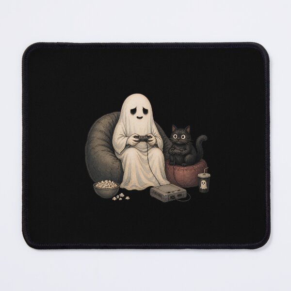 Item preview, Funny ghost and cat gaming on couch designed and sold by leocreatives.