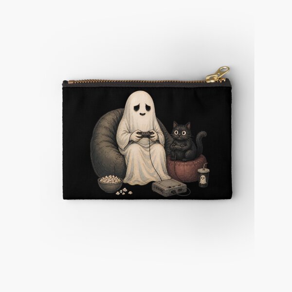 Item preview, Funny ghost and cat gaming on couch designed and sold by leocreatives.