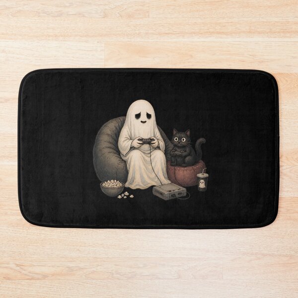 Item preview, Funny ghost and cat gaming on couch designed and sold by leocreatives.