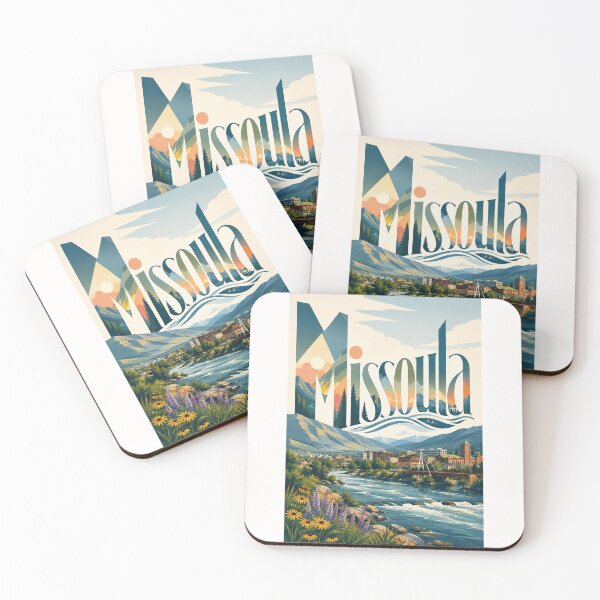 Item preview, Missoula Montana Clark Fork River beneath Rocky Mountain Peaks designed and sold by Places On Earth.