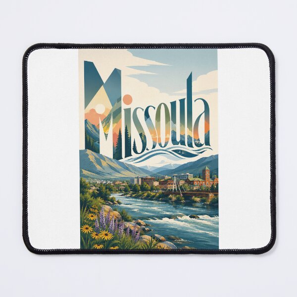 Item preview, Missoula Montana Clark Fork River beneath Rocky Mountain Peaks designed and sold by Places On Earth.