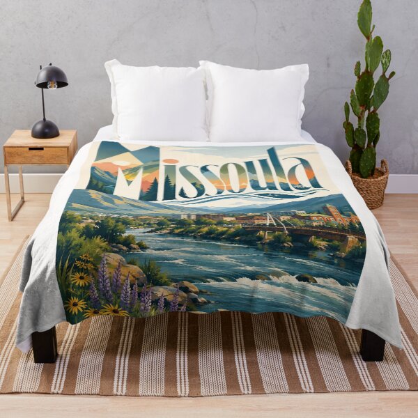 Item preview, Missoula Montana Clark Fork River beneath Rocky Mountain Peaks designed and sold by Places On Earth.