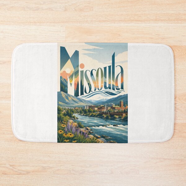 Item preview, Missoula Montana Clark Fork River beneath Rocky Mountain Peaks designed and sold by Places On Earth.