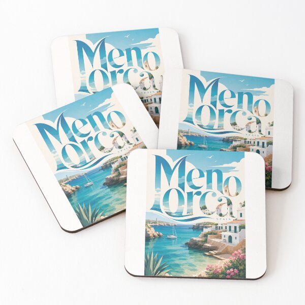 Item preview, Menorca Spain Turquoise Mediterranean Cove with White Coastal Houses designed and sold by Places On Earth.