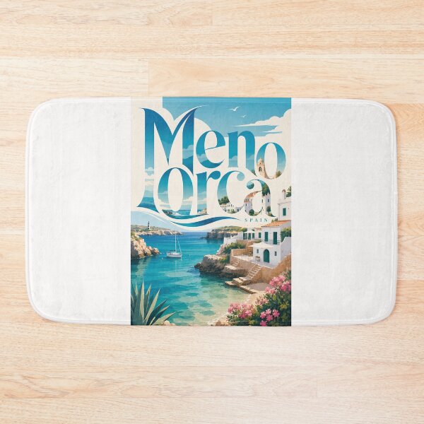 Item preview, Menorca Spain Turquoise Mediterranean Cove with White Coastal Houses designed and sold by Places On Earth.