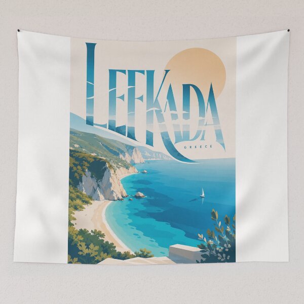 Item preview, Lefkada Greece Ionian Sea Cliffs and Turquoise Coast designed and sold by Places On Earth.