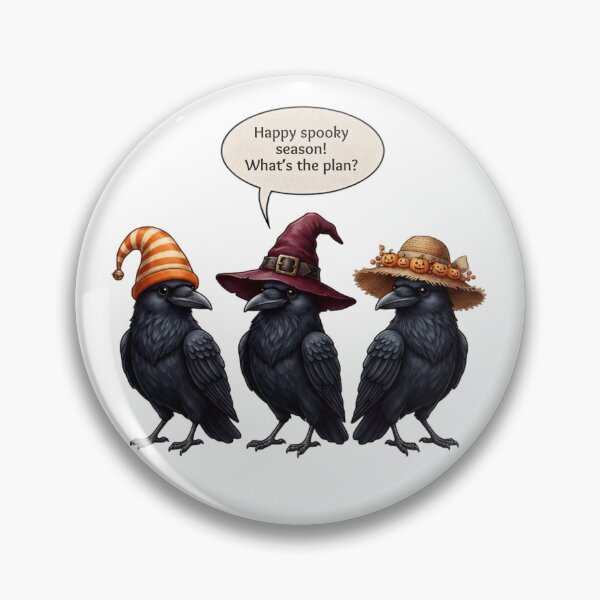 Item preview, "Happy Spooky Season! What's the plan?" Raven Trio -  designed and sold by VibranPalette.