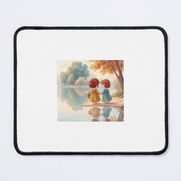 Item preview, Friends Holding Hands WatercolorAutumn Lake Reflection Art designed and sold by TheModernMuslimahchibi&more .