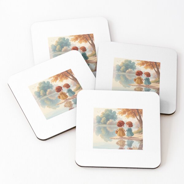 Item preview, Friends Holding Hands WatercolorAutumn Lake Reflection Art designed and sold by TheModernMuslimahchibi&more .