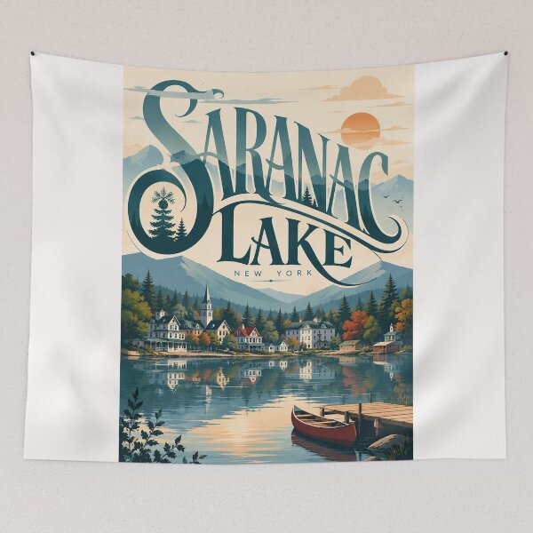 Item preview, Saranac Lake New York Adirondack Village and Waterfront designed and sold by Places On Earth.