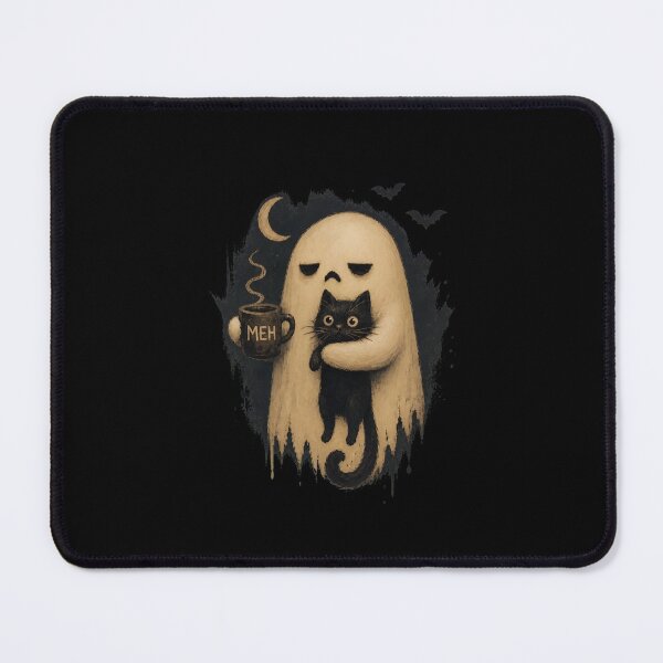 Item preview, Funny Grumpy Ghost Cat Coffee MEH Halloween designed and sold by leocreatives.