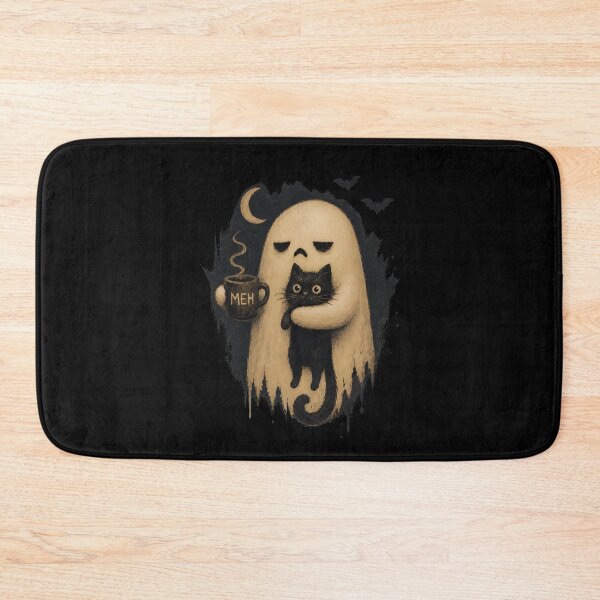 Item preview, Funny Grumpy Ghost Cat Coffee MEH Halloween designed and sold by leocreatives.