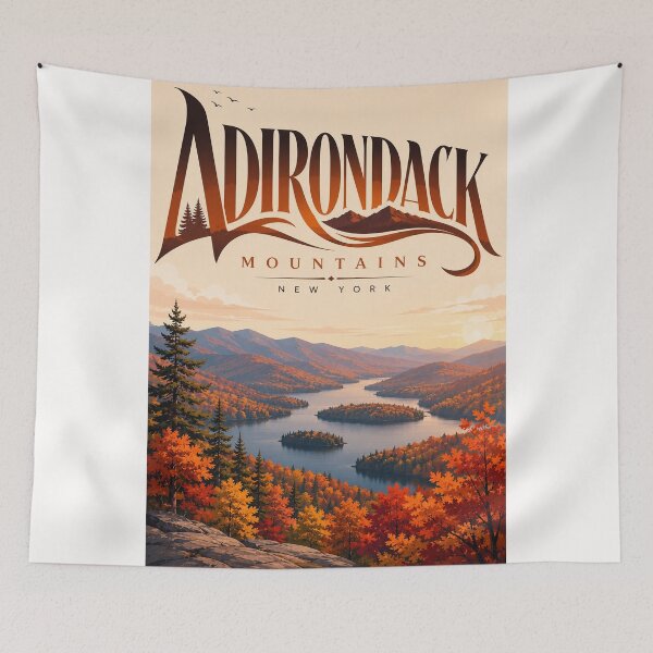 Item preview, Adirondack Mountains New York Autumn Lake Panorama designed and sold by Places On Earth.