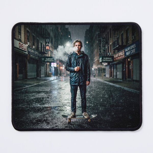 Item preview, Skateboarder Portrait Vaping In The Rain designed and sold by Home Decor Art.