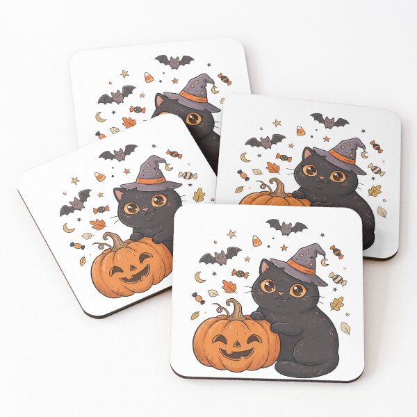 Item preview, Cute Halloween Black Cat & Pumpkin / Cat in Pumpkin / Kawaii Cat designed and sold by VibranPalette.