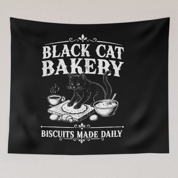 Item preview, Black Cat Bakery Biscuits Made Daily Cat Lover designed and sold by HaytamShop.