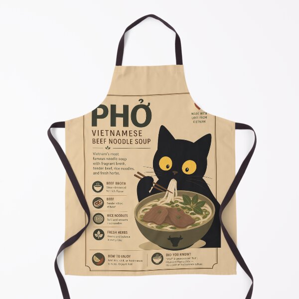 Item preview, Lindo gato negro comiendo Pho - Sopa de fideos vietnamita clásica designed and sold by PurrfectHome.
