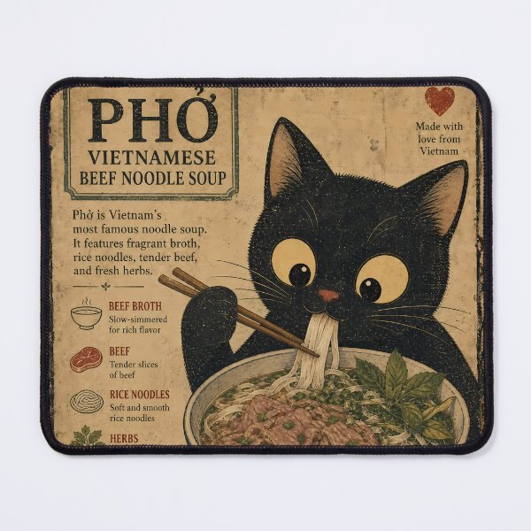 Item preview, Cat Pho Vietnamese Food Funny Graphic Tees Kawaii Cat Anime Gifts designed and sold by PurrfectHome.