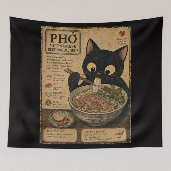 Item preview, Cat Pho Vietnamese Food Funny Graphic Tees Kawaii Cat Anime Gifts designed and sold by PurrfectHome.