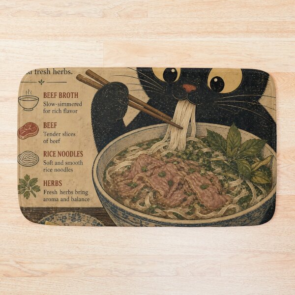 Item preview, Cat Pho Vietnamese Food Funny Graphic Tees Kawaii Cat Anime Gifts designed and sold by PurrfectHome.