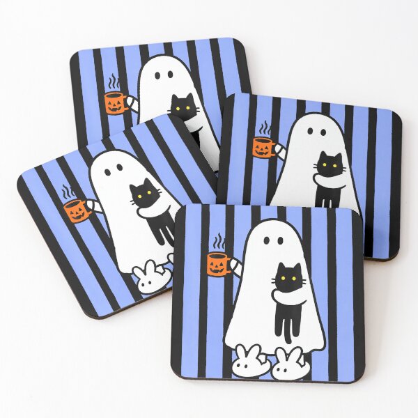 Item preview, Cute Halloween Ghost Coffee Black Cat Spooky designed and sold by LouisaOReilly.