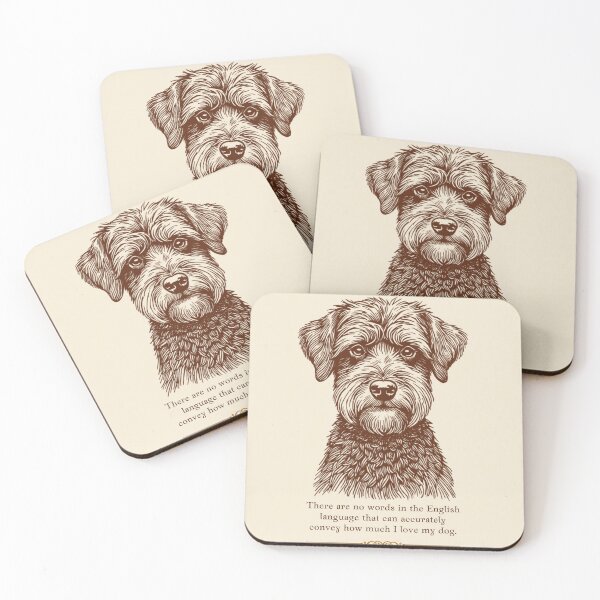 Item preview, Vintage Etched Schnoodle Portrait Quote Print designed and sold by WaggingTailsCo.