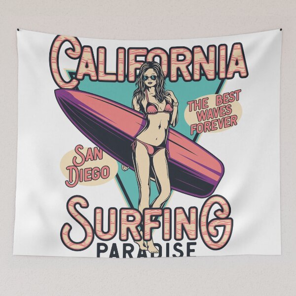 Item preview, Vintage California San Diego Surfer Girl Beach Summer designed and sold by heedooppod.